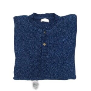 Vtg 80s LL Bean Henley button Cotton knit Sweater